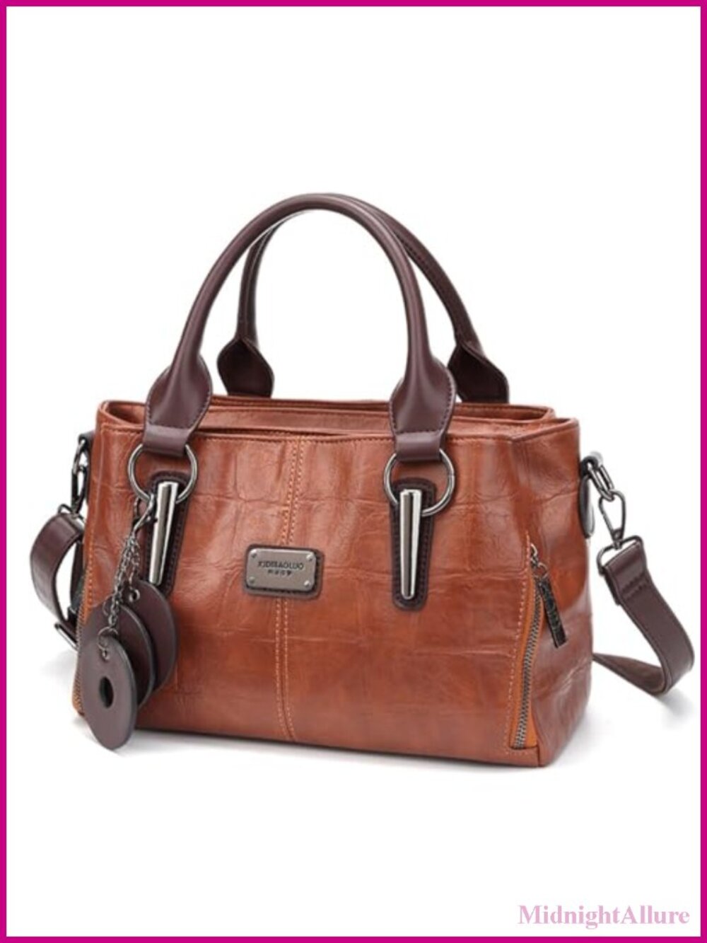 Vegan Leather Tote Bag Satchel Shoulder Crossbody Purse with Compartments